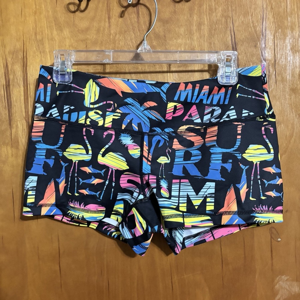 Feed Me Fight Me Women's Workout Shorts Size M CrossFit Tequila Sunrise RARE